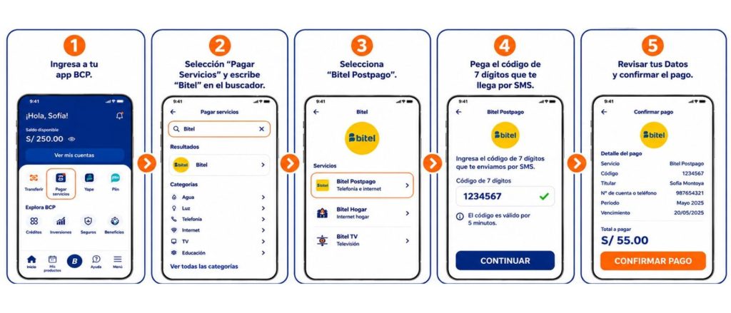 Cómo pagar recibo Bitel Hogar con BCP paso a paso