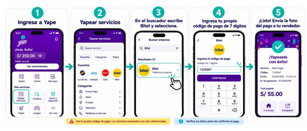 Cómo pagar recibo de Bitel Hogar con Yape paso a paso